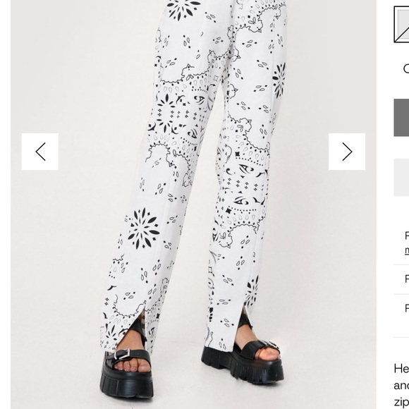 Bandana Print Split Hem Straight Leg Jeans - Picture 3 of 3